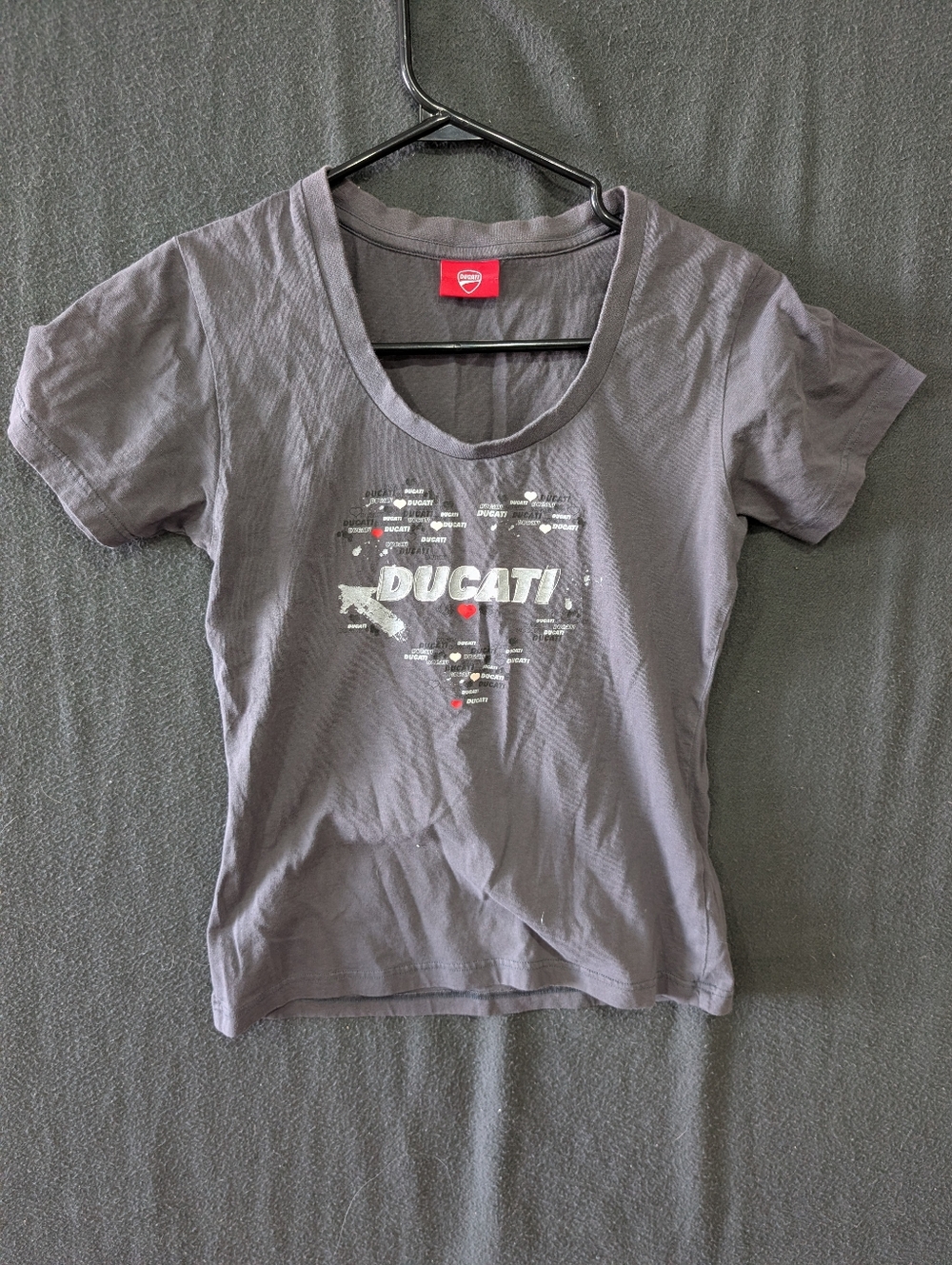 Ducati Heart Logo Gray Women's T-shirt - Size S